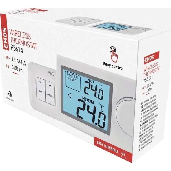 Emos Termostat bezprzewodowy Emos P5614 odbiornik 230V do systemu ogrzewania/chłodzenia biały 13491437 8592920064016