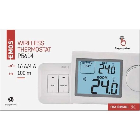 Emos Termostat bezprzewodowy Emos P5614 odbiornik 230V do systemu ogrzewania/chłodzenia biały 13491437 8592920064016