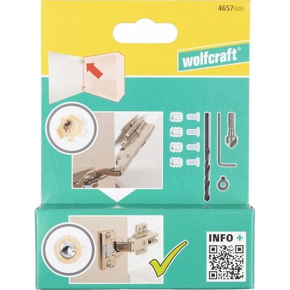 Wolfcraft Zestaw naprawczy do zawiasów puszkowych, po stronie korpusu, Wolfcraft 13493306 4006885465701