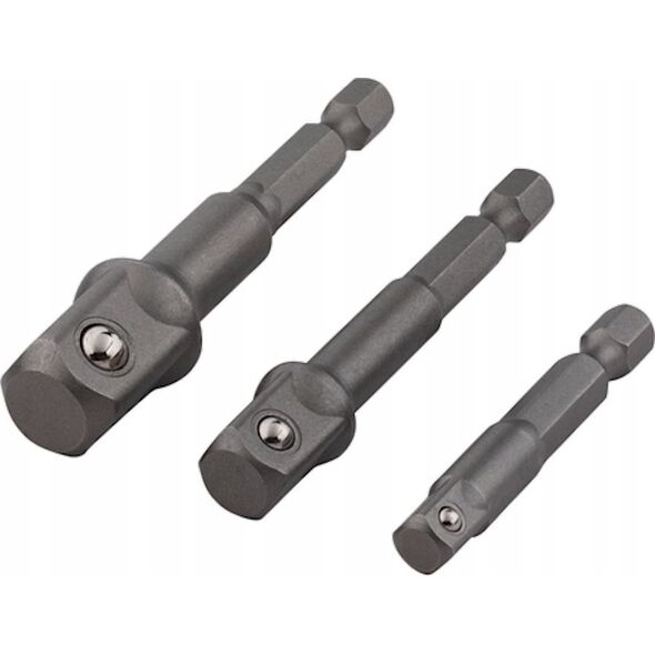 Wolfcraft 1 zestaw 3 adapterów do kluczy nasadowych  1/2 , 3/8 cala, 1/4 cala, trzpień 6-kątny 13494109 4006885879706