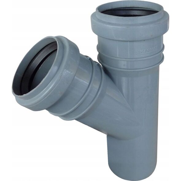 AQUER Trójnik kanalizacyjny PP 110/110mm 45° Aquer T110/45 SZ szary 13496748 5908241620726