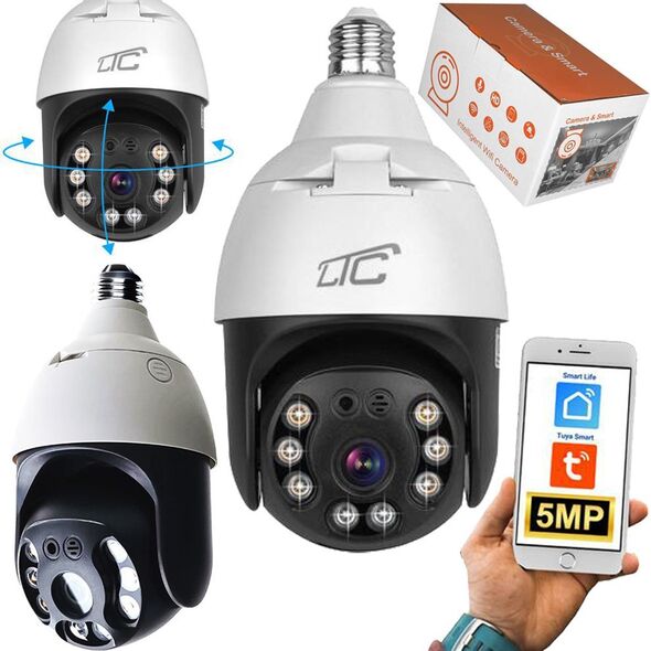 Kamera IP LTC Zewnętrzna kamera obrotowa żarówka E27 Wi-Fi LTC VISION KAM35 5 Mpix 13506346 5902270781991