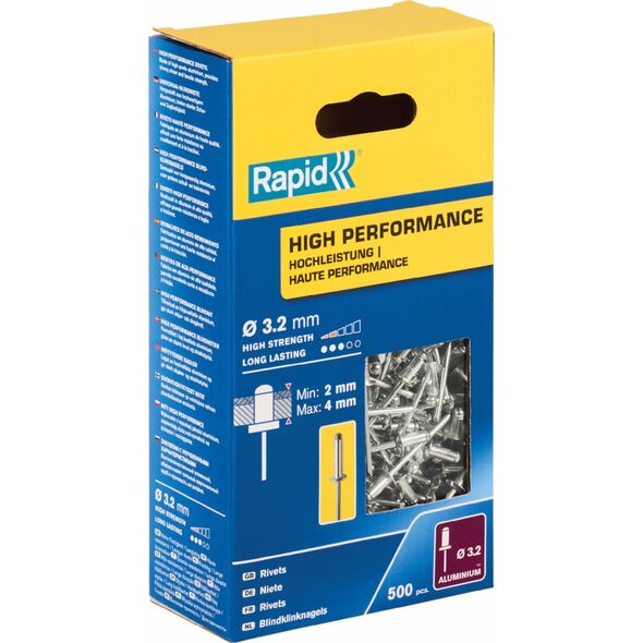 Zszywacz Rapid nity wzmocnione o3.2 8mm alu 500pcs box 13516083 4051661035159