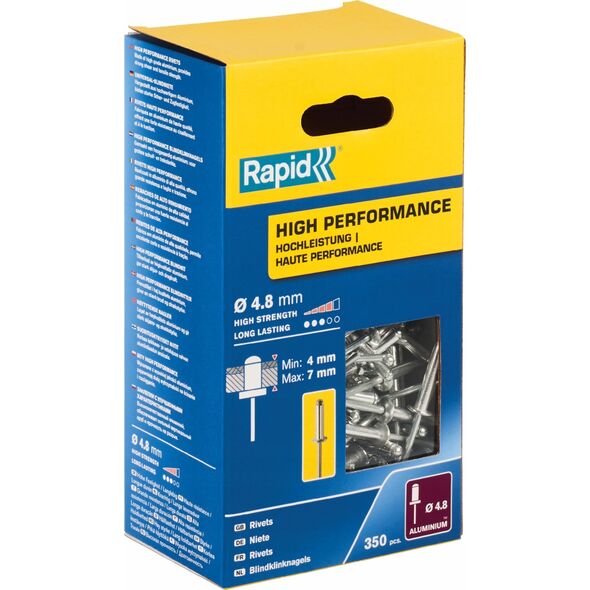 Zszywacz Rapid nity wzmocnione o4.8 10mm alu 350pcs box 13516084 4051661035197