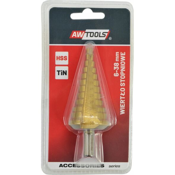 Wiertło AWTools AWTOOLS WIERTŁO STOPNIOWE HSS-TIN / 6-38mm 13520302 5903678615239