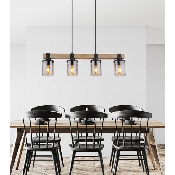 Lampa wisząca Globoeasterneurope Globo Lila 15555-4H lampa wisząca zwis 4x60W E27 drewno/czarna 13520608 9007371431724