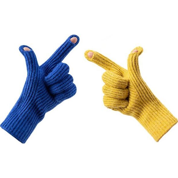 Hurtel Rękawiczki z dzianiny do telefonu z wycięciem na palce unisex beżowe Rękawiczki z dzianiny do telefonu z wycięciem na palce unisex beżowe 13528854 5907769307966