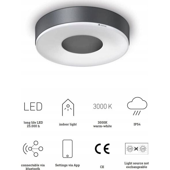 Lampa sufitowa Steinel Oprawa wewnętrzna z czujnikiem ruchu i zmierzchu LED RS 200 C 13531762 4007841078775