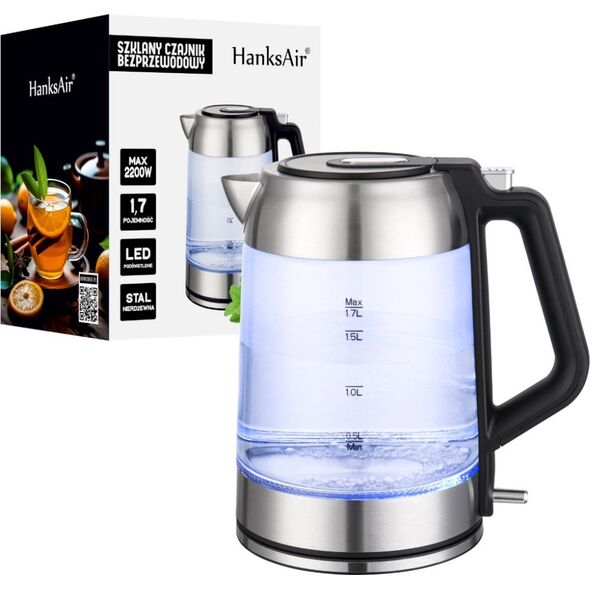 Czajnik Art Elektryczny czajnik szklany HanksAir podświetlany 1,7L 13557925 5906721172116