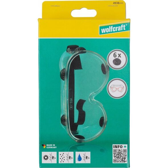Wolfcraft Okulary ERGO ochronne Wolfcraft - pełne, wentylowane / CE 13572657 4006885493803