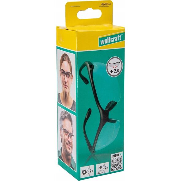 Wolfcraft Korekcyjne okulary ochronne +2,0 Wolfcraft ,CE 13572661 4006885494206