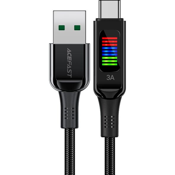 Acefast Kabel przewód USB-A - USB-C 60W z wyświetlaczem 1.2m czarny Kabel przewód USB-A - USB-C 60W z wyświetlaczem 1.2m czarny 13576597 6974316282785