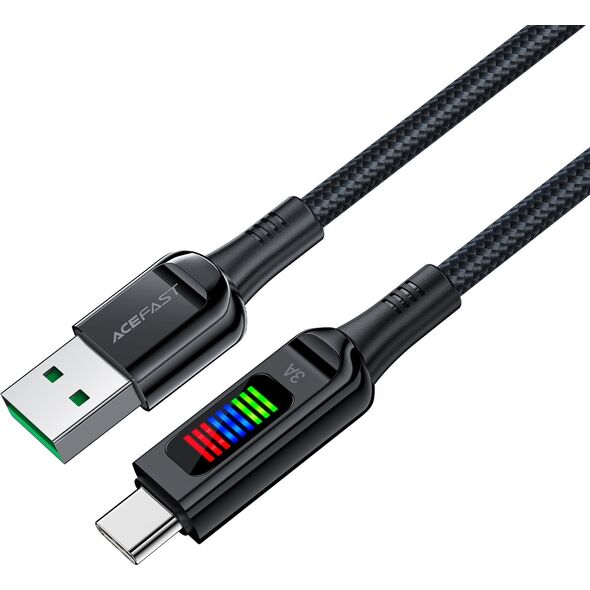 Acefast Kabel przewód USB-A - USB-C 60W z wyświetlaczem 1.2m czarny Kabel przewód USB-A - USB-C 60W z wyświetlaczem 1.2m czarny 13576597 6974316282785
