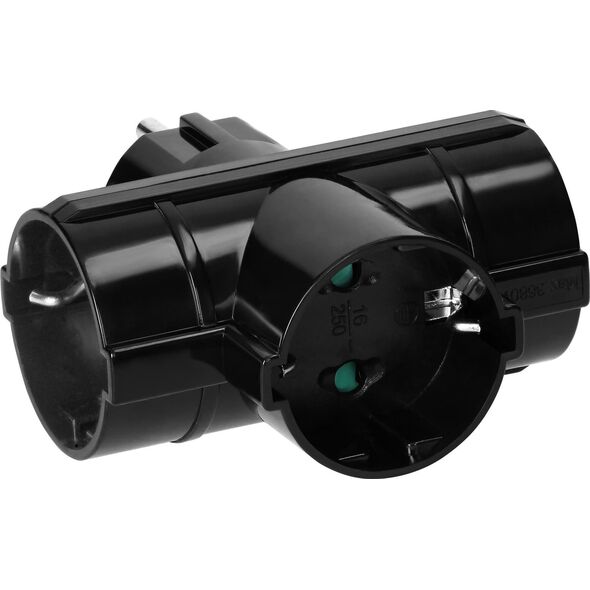 Orno Rozgałęźnik Orno OR-AE-13184(GS)/B 3x2P+Z Schuko czarny 13578046 5908254813337