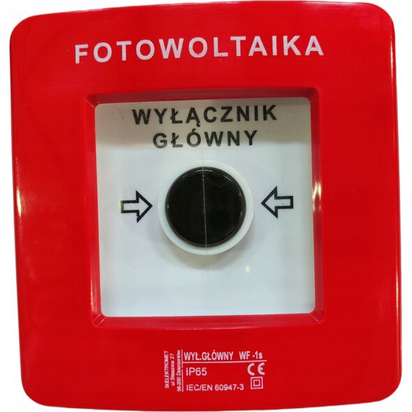 DZIEW Wyłącznik przeciwpożarowy fotowoltaiki Elektromet 911440 WF-1s 2 tory prądowe 12A NC-NO natynkowy samoczynny 13581600 5906197483891