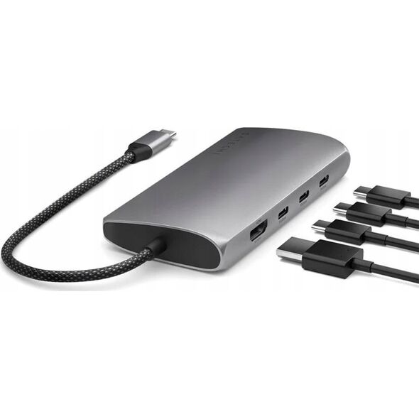 HUB USB Satechi Adapter Satechi USB-C Multiport 8K USB-C / USB-C, HDMI, 3xUSB-A 3.2 Gen 2 10Gbps, USB-A 3.2 Gen 1 5Gbps, SD/TF space gray 13609191 879961008178