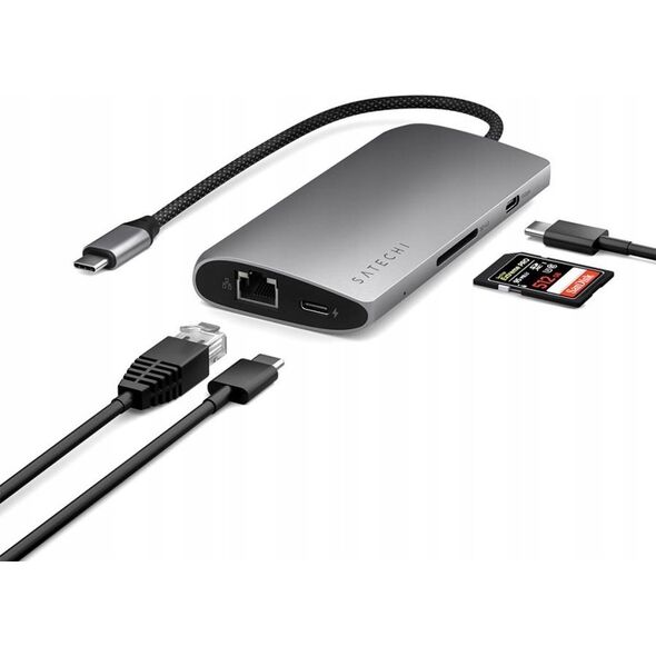 HUB USB Satechi Adapter Satechi USB-C Multiport 8K USB-C / USB-C, HDMI, 3xUSB-A 3.2 Gen 2 10Gbps, USB-A 3.2 Gen 1 5Gbps, SD/TF space gray 13609191 879961008178