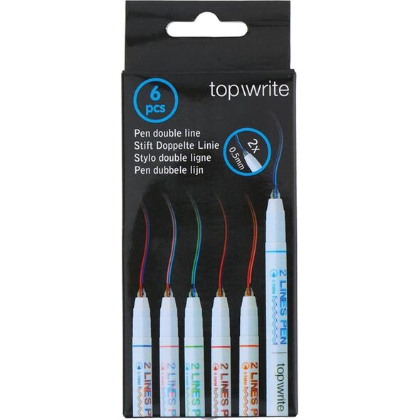 Topwrite Topwrite - Zestaw długopisów kulkowych z podwójną linią 6 elementów 13631852 8711252267777