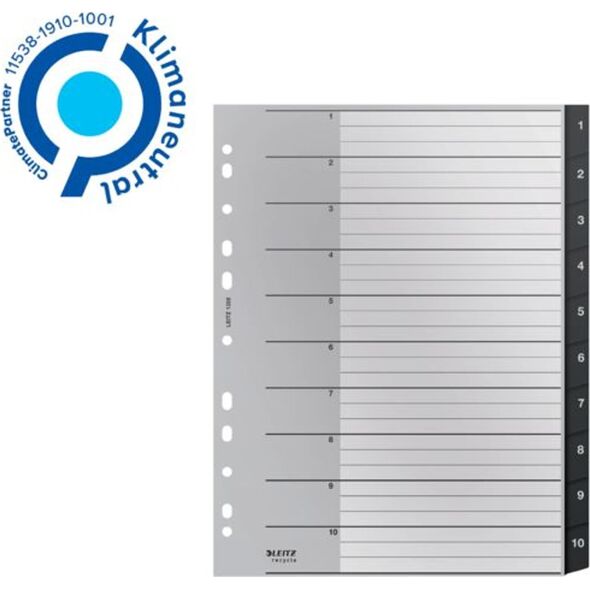 Leitz Przekładki Recycle 1 - 10, A4, PP, czarne 12080000 13644793 4002432127092