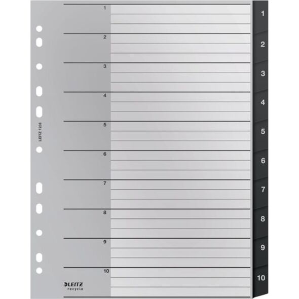 Leitz Przekładki Recycle 1 - 10, A4, PP, czarne 12080000 13644793 4002432127092