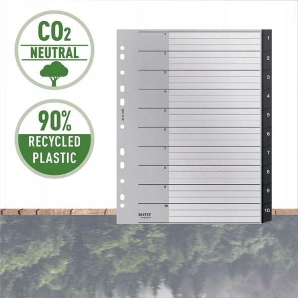Leitz Przekładki Recycle 1 - 10, A4, PP, czarne 12080000 13644793 4002432127092