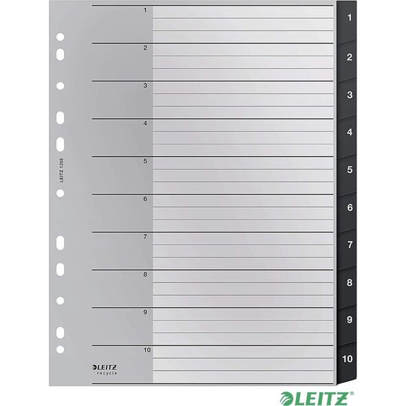 Leitz Przekładki Recycle 1 - 10, A4, PP, czarne 12080000 13644793 4002432127092
