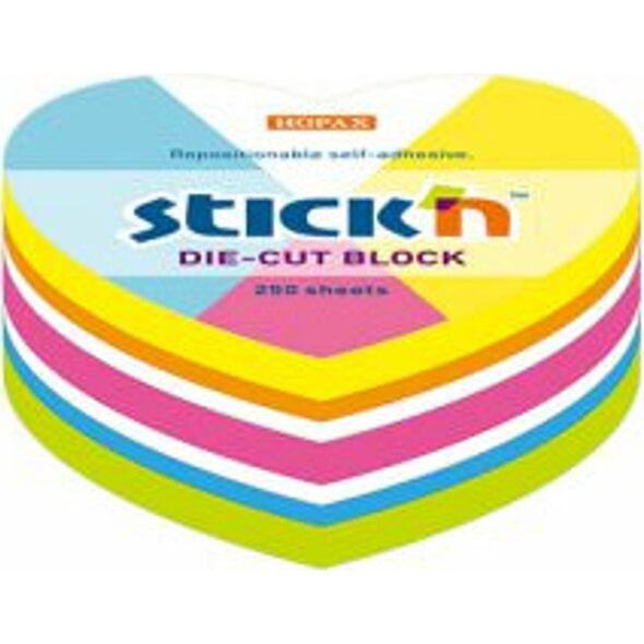 STICK N Notes SERCE 64X67mm MIX 5 KOL.Neon+biały 250KART. 21836 STICK`N 13644804 4712759218365