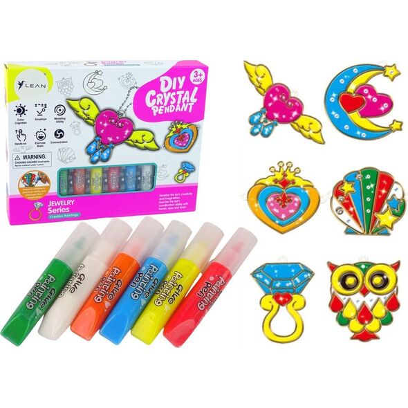 LeanToys Witraże Zawieszki Do Malowania Zastygająca Farba Biżuteria 6 szt. 13655747 5905323214217