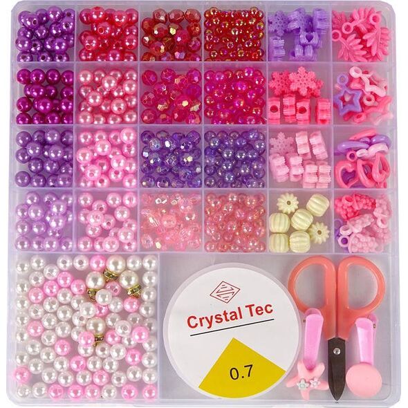 LeanToys Zestaw Koralików Do Robienia Biżuterii Różowe Zawieszki Spinki 13655754 5905323216976