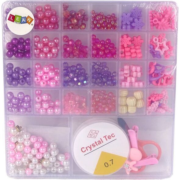 LeanToys Zestaw Koralików Do Robienia Biżuterii Różowe Zawieszki Spinki 13655754 5905323216976
