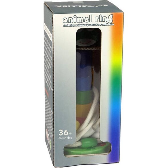LeanToys Piramidka Drewniana Edukacyjna Układanka Sznurek Zwierzęta 13655768 5905323214460