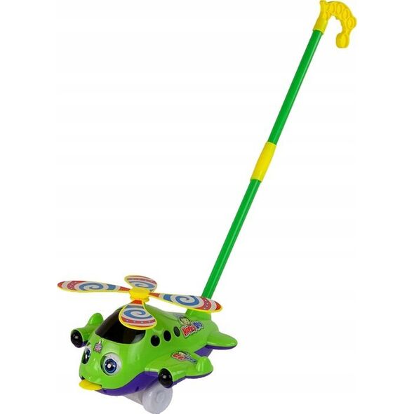 LeanToys Samolot Pchacz Długi Kij Dzwonek Zielony 13655787 5905515357579