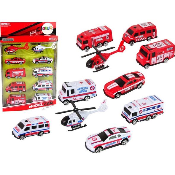 LeanToys Zestaw Autek Resoraki Pojazdy Straż Pożarna Ambulans 13655829 5905515353212