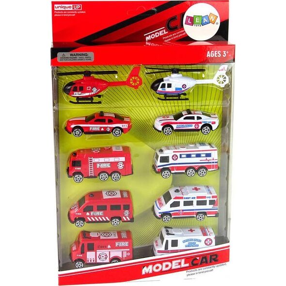 LeanToys Zestaw Autek Resoraki Pojazdy Straż Pożarna Ambulans 13655829 5905515353212