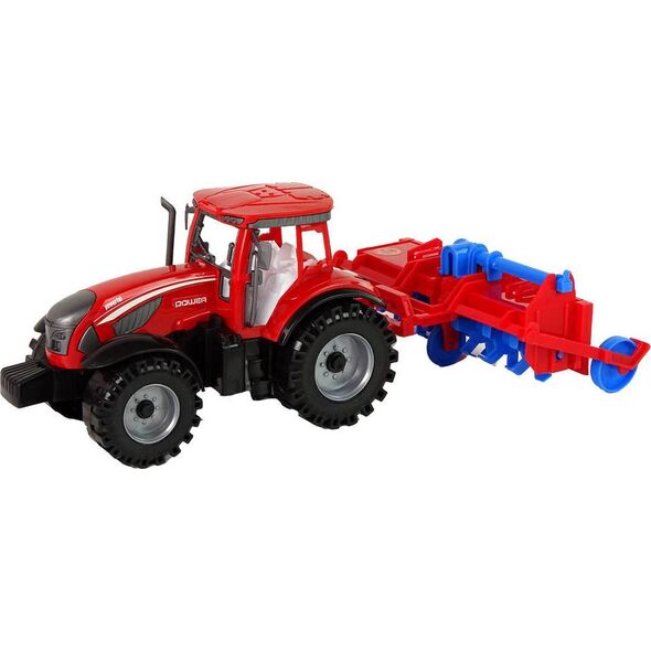 LeanToys Czerwony Ciągnik z Pługiem Napęd Frykcyjny 13655842 5905515353090