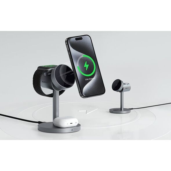 Ładowarka Aukey Aukey Ładowarka bezprzewodowa 3 w 1, Qi2.0 15W 13671394 689323787418