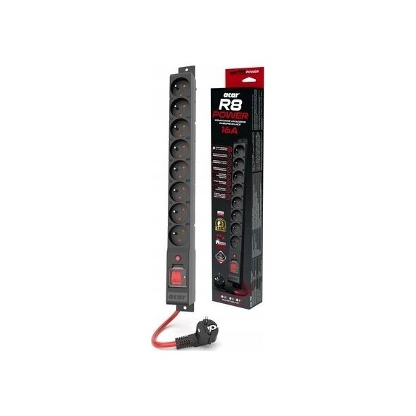 Listwa zasilająca Acar Urządz. zas.-zabezpiecz. acar R8 POWER 16A, czarny 1,5m W2450 13673196 5904743592103