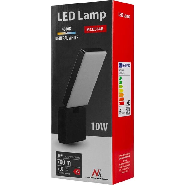 Naświetlacz Maclean Lampa LED Maclean, kolor czarny, 10W, IP65, 700lm, barwa neutralna biała (4000K) MCE514 B 13673215 5902211134596