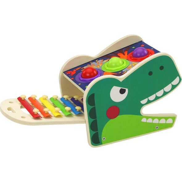 LeanToys Dinozaur Wbijak Cymbałki 2w1 Drewniany Czerwony 13674407 5904665992227