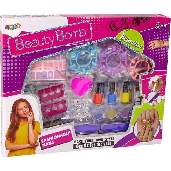 LeanToys Duży Zestaw Do Malowania Paznokci Lakiery Naklejki Separatory 13674437 5905214970307