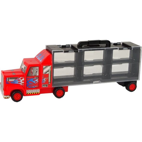 LeanToys Zestaw Ciężarówka Transportowa Auta Wyścigowe 12szt. 13674592 5905323215108