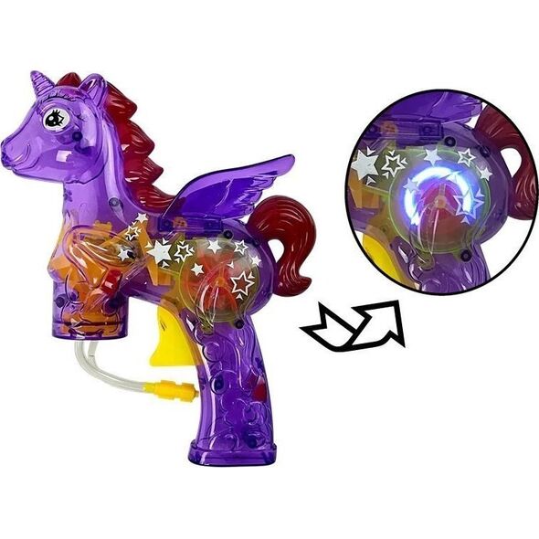 LeanToys Pistolet do baniek mydlanych jednorożec fioletowy 13674623 5905323216655