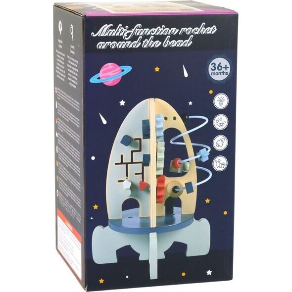 LeanToys Drewniana Rakieta Edukacyjna Koraliki Koła Zębate 13674782 5905515354806