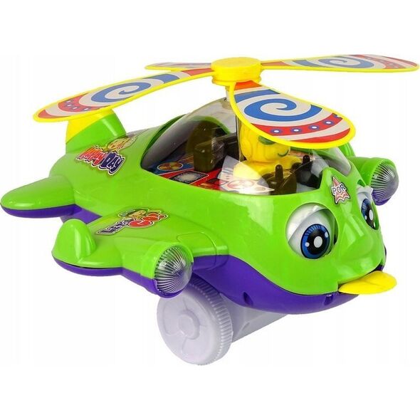 LeanToys Samolot Pchacz Dzwonek Kij Pilot Zielony 13674854 5905515357562
