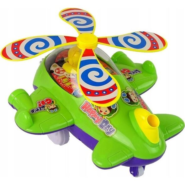 LeanToys Samolot Pchacz Dzwonek Kij Pilot Zielony 13674854 5905515357562