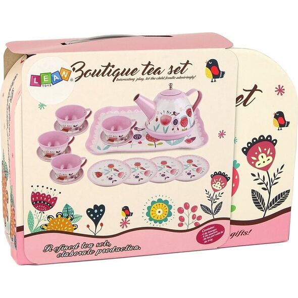 LeanToys Zestaw Do Herbaty Kawy W Kuferku Talerzyki Wzory Różowy 13674881 5905515358293
