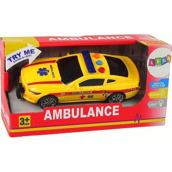 LeanToys Sportowe Auto Ambulans Światła Dźwięk Żółty Napęd 13674929 5905515359573