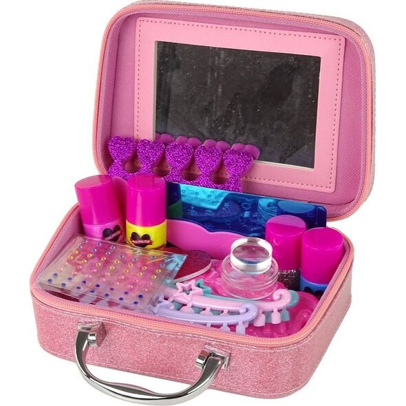 LeanToys Zestaw do Malowania Paznokci w Walizce Różowa Brokat 13674998 5905679071335