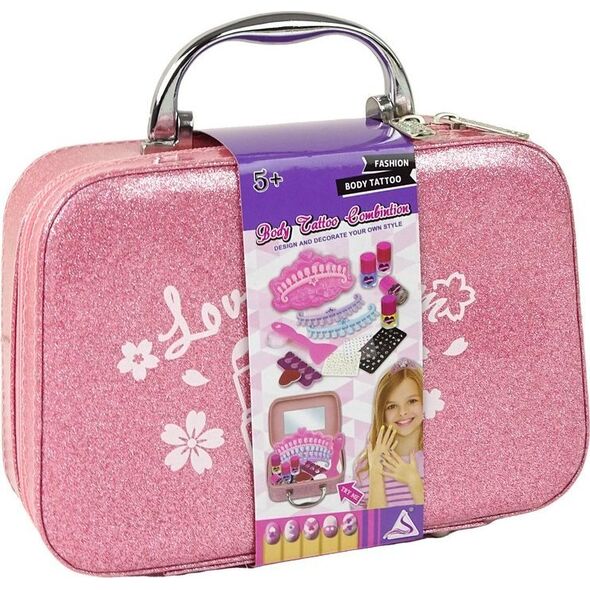 LeanToys Zestaw do Malowania Paznokci w Walizce Różowa Brokat 13674998 5905679071335