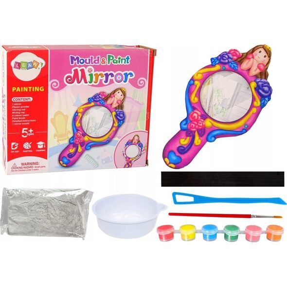 LeanToys Zestaw Kreatywny Plastyczny Lusterko Forma Gips Farbki 13675053 5905679073728